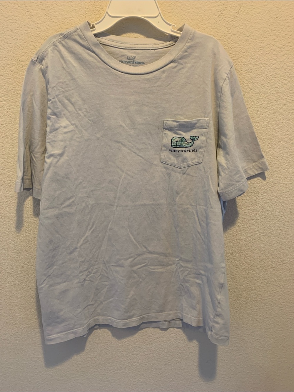 Vineyard Vines Light Blue Short-Sleeve Pocket Tee with Whale Logo